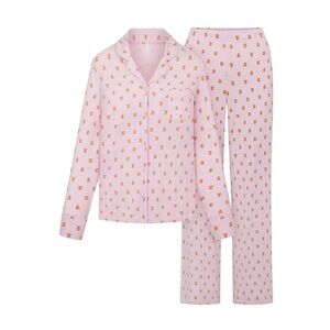 Skims | Cherry Blossom Gingerbread | Button Up Long Sleep Pajama Set Size L